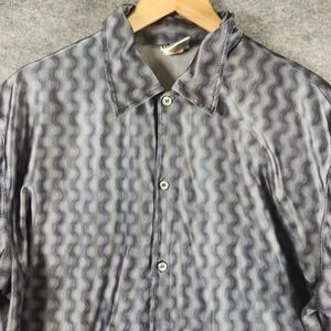 VTG Street Culture Mens Gray Shirt XL Button Up Wave Retro Urban Y2K Holographic